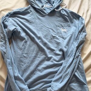 The Black Dog Light Blue Hooded Long Sleeve Top